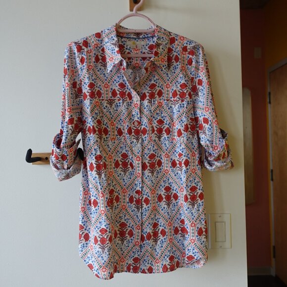 Boden linen shirt Ivory, Poppy Bloom 4P 4 petite - Picture 12 of 16